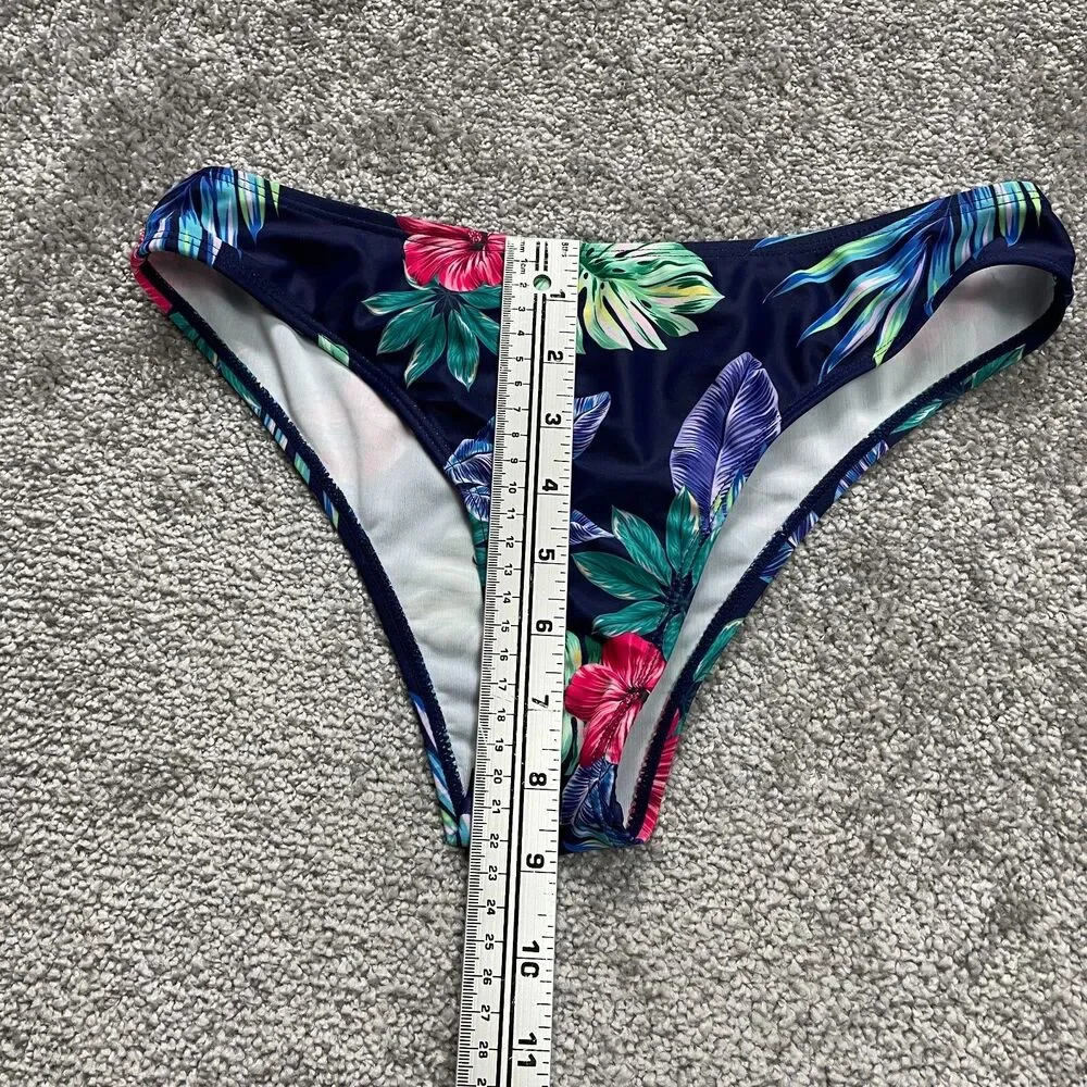 Shein Bikini Bottom Womens Small Multicolor Floral Mid Rise Summer Beach Pool